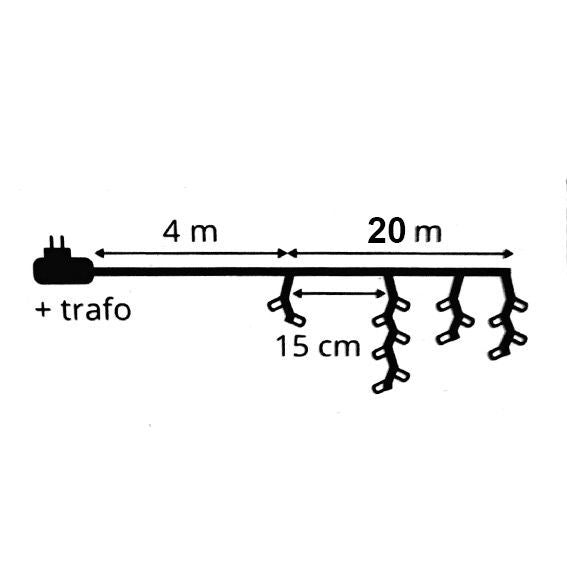 Guirlande lumineuse 20 m 490 LED câble blanc